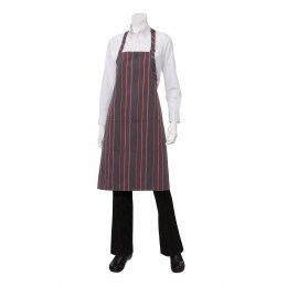 Chef Works A500GCR0 Gray, Charcoal, and Red Striped Bib Apron